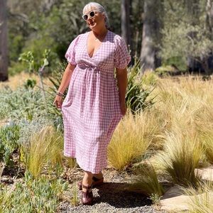 Christy Dawn Sz M Gingham Lilac Lavender Dress